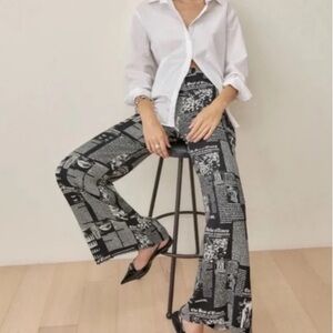 Reformaton Black and White Graphic Print Pants